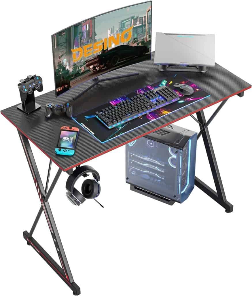 DESINO Gaming Desk 32 Inch PC Computer Desk, Home Office Table Gamer Workstation, Simple Game Table, Black