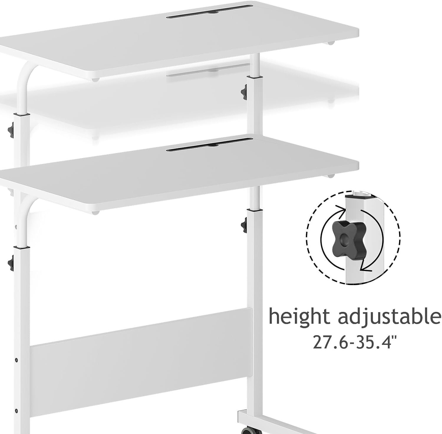 Amazon.com : DlandHome Rolling Desk Adjustable Standing Desk, Mobile Side Table 31.4 Inches w/Wheels Adjustable C Table Movable Portable Laptop Computer Stand for Bed Sofa,White : Health  Household