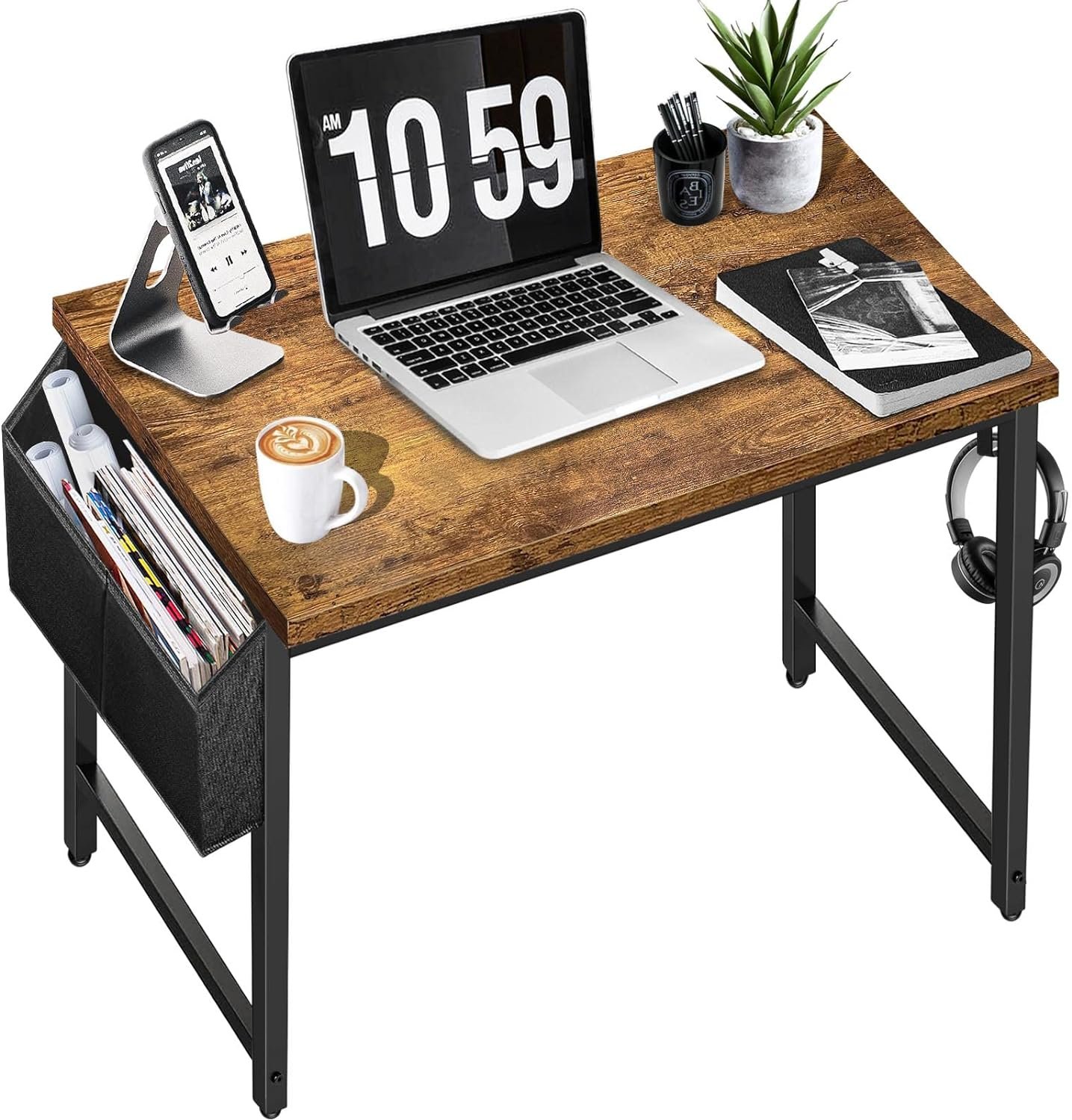 Small Desk for Small Spaces - Student Kids Study Writing Computer Table for Home Office Bedroom School Work PC Workstation,Rustic 30 31 Inch