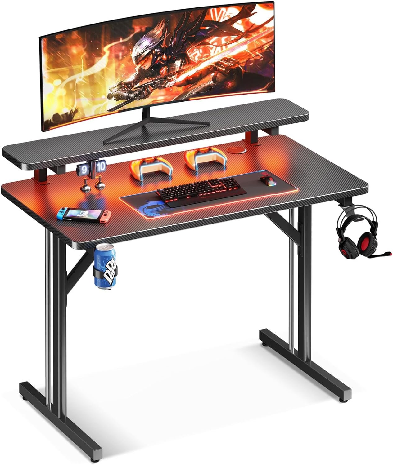 small gaming desk with led lights review