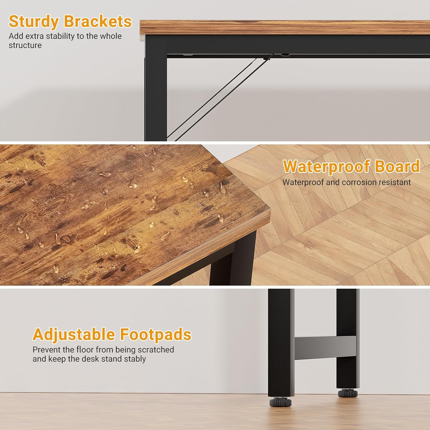 iSunirm Small Computer Desk with Magic Power Outlets and USB Charging Ports, 32 Inch Office Desk for Small Spaces, Simple Laptop Study Writing Table, Modern Sturdy Gaming Desk, Rustic Brown, 2 Pack