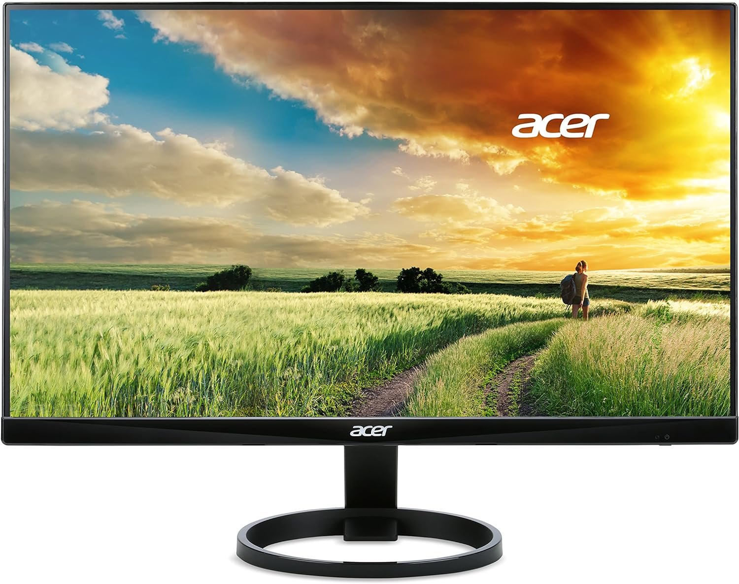 Acer 23.8” Full HD 1920 x 1080 IPS Zero Frame Home Office Computer Monitor - 178° Wide View Angle - 16.7M - NTSC 72% Color Gamut - Low Blue Light - Tilt Compatible - VGA HDMI DVI R240HY bidx