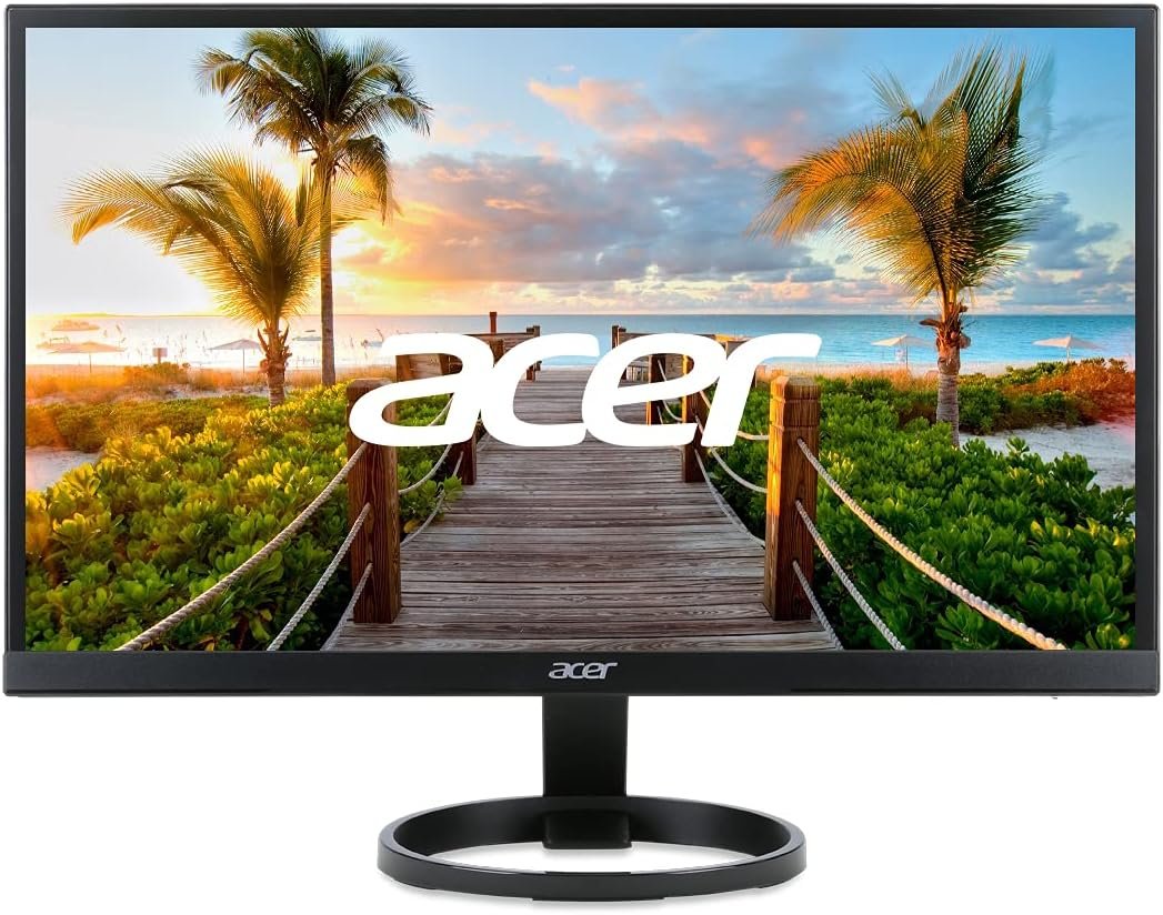 Acer 23.8” Full HD 1920 x 1080 IPS Zero Frame Home Office Computer Monitor - 178° Wide View Angle - 16.7M - NTSC 72% Color Gamut - Low Blue Light - Tilt Compatible - VGA HDMI DVI R240HY bidx