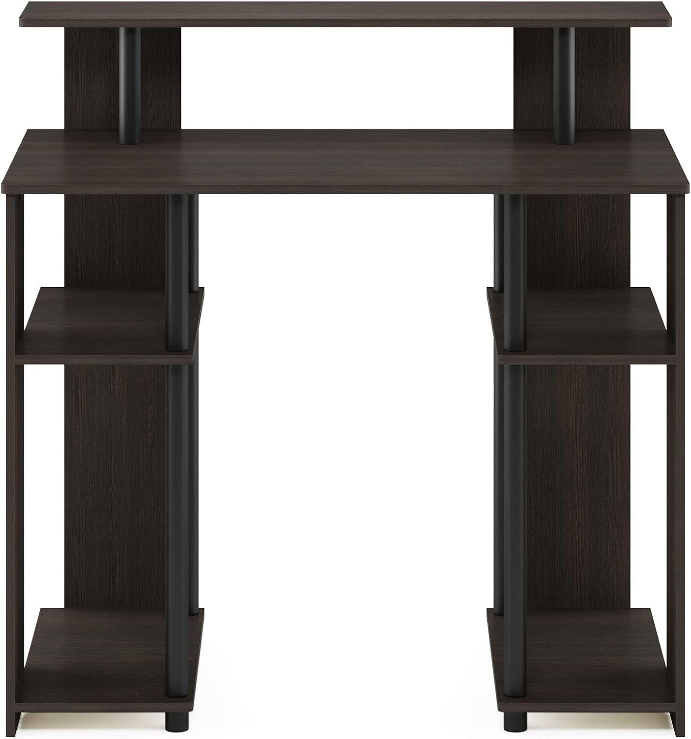 Furinno Abbott Computer Desk with Bookshelf, French Oak Grey/Black