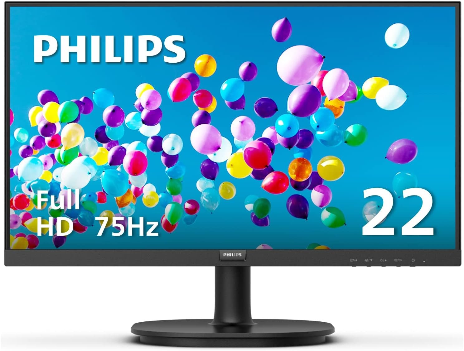 PHILIPS 22 inch Class Thin Full HD (1920 x 1080) 75Hz Monitor, VESA, HDMI  VGA Port, 4 Year Advance Replacement Warranty, 221V8LN