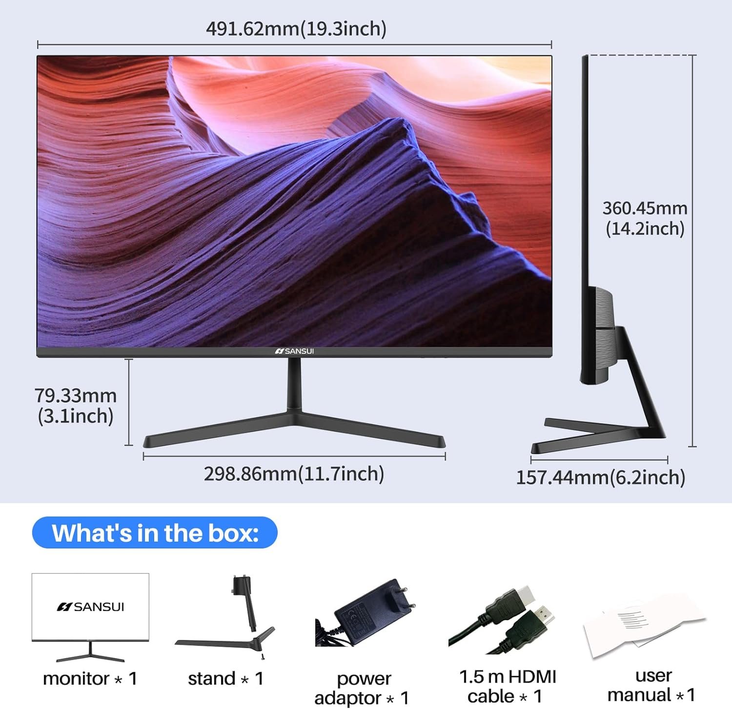 SANSUI Monitor 22 Inch IPS…