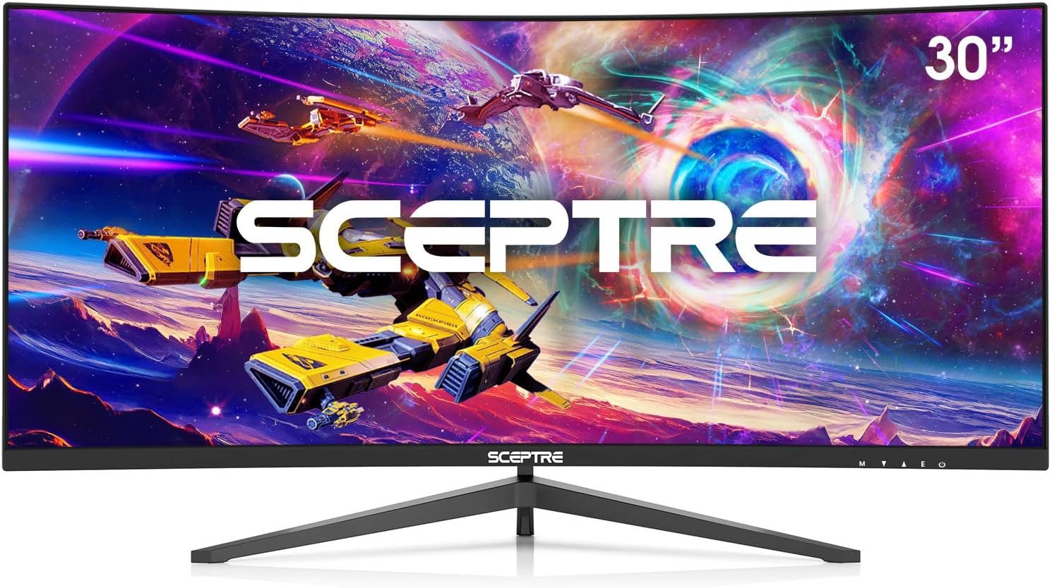 Sceptre 30-inch Curved Gaming Monitor 21:9 2560x1080 Ultra Wide/ Slim HDMI DisplayPort up to 200Hz Build-in Speakers, Metal Black (C305B-200UN1)