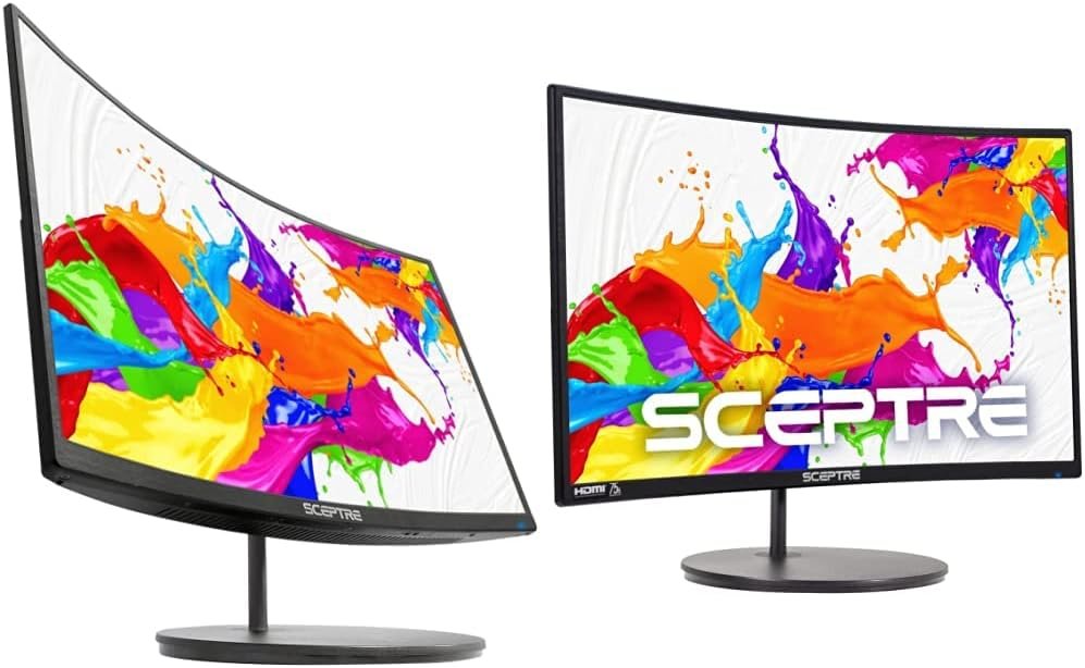 Sceptre Curved 27 FHD 1080p 75Hz LED Monitor HDMI VGA Build-In Speakers, EDGE-LESS Metal Black 2019 (C275W-1920RN)