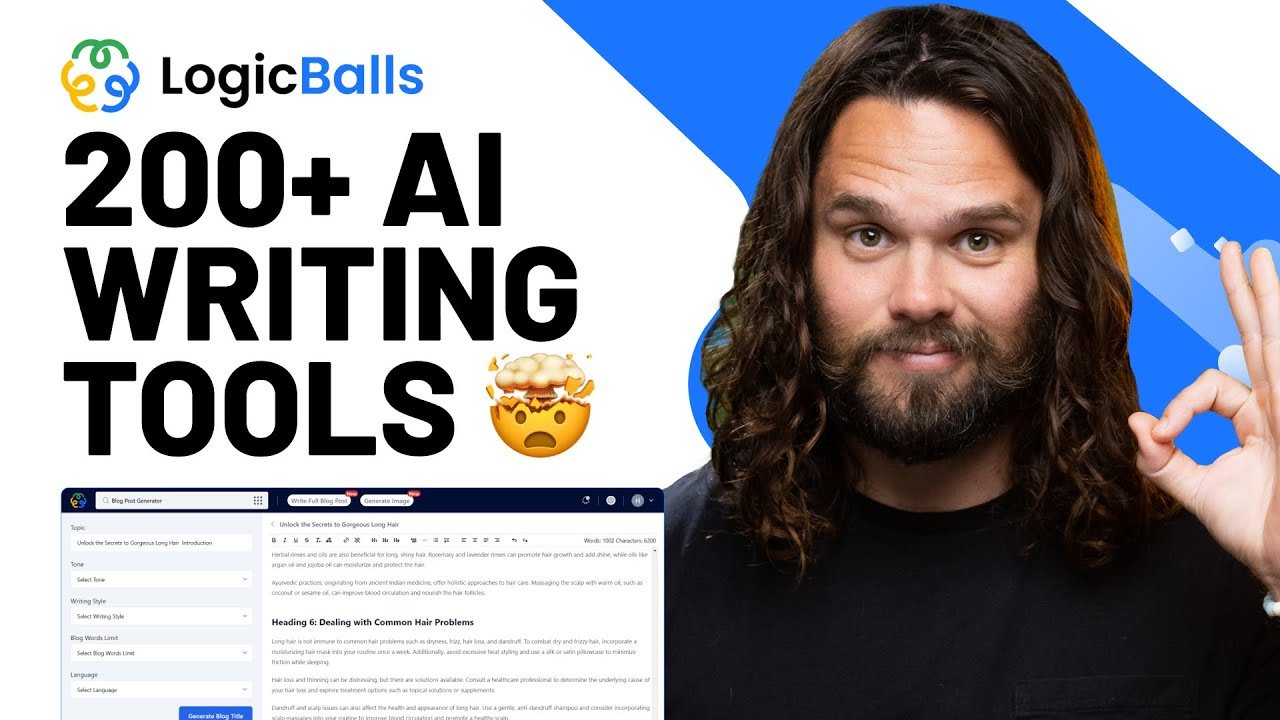 Access over 200 AI Writing Tools with LogicBalls