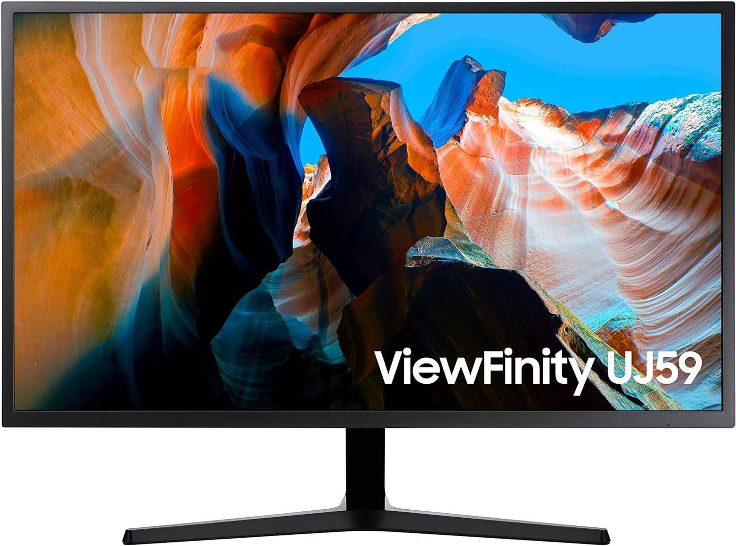 SAMSUNG UJ59 Series 32-Inch 4K UHD (3840x2160) Computer Monitor, HDMI, Display Port, Eye Saver/Flicker Free Mode, FreeSync (LU32J590UQNXZA),Black