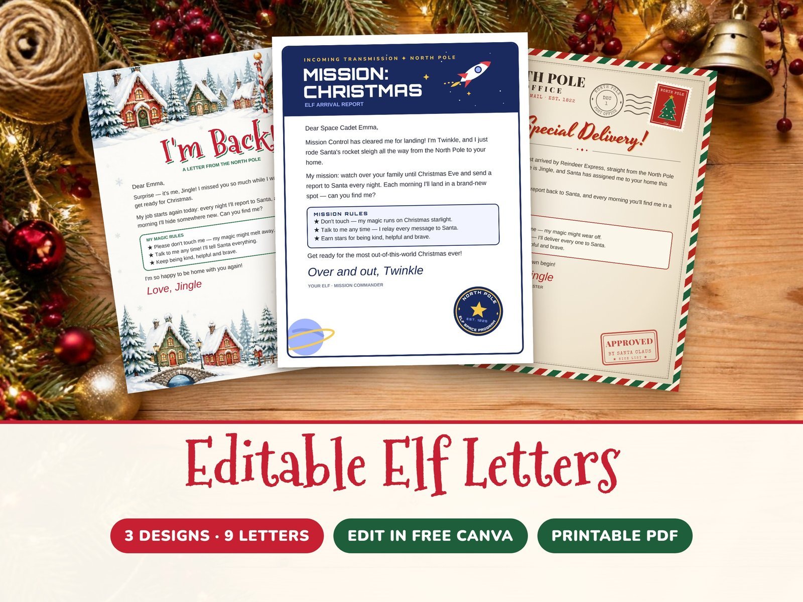 Elf Arrival Letter Template — Editable Canva Elf Letters