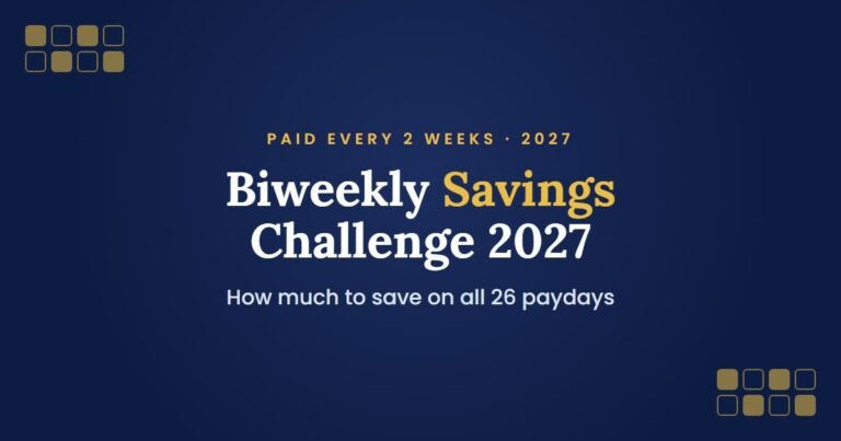Biweekly Savings Challenge 2027 cover: how much to save on all 26 paydays