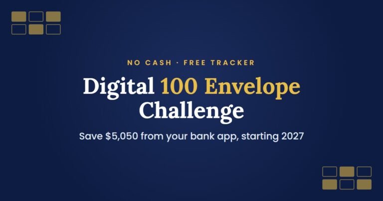 Digital 100 envelope challenge without cash, tracked in a free Google Sheet