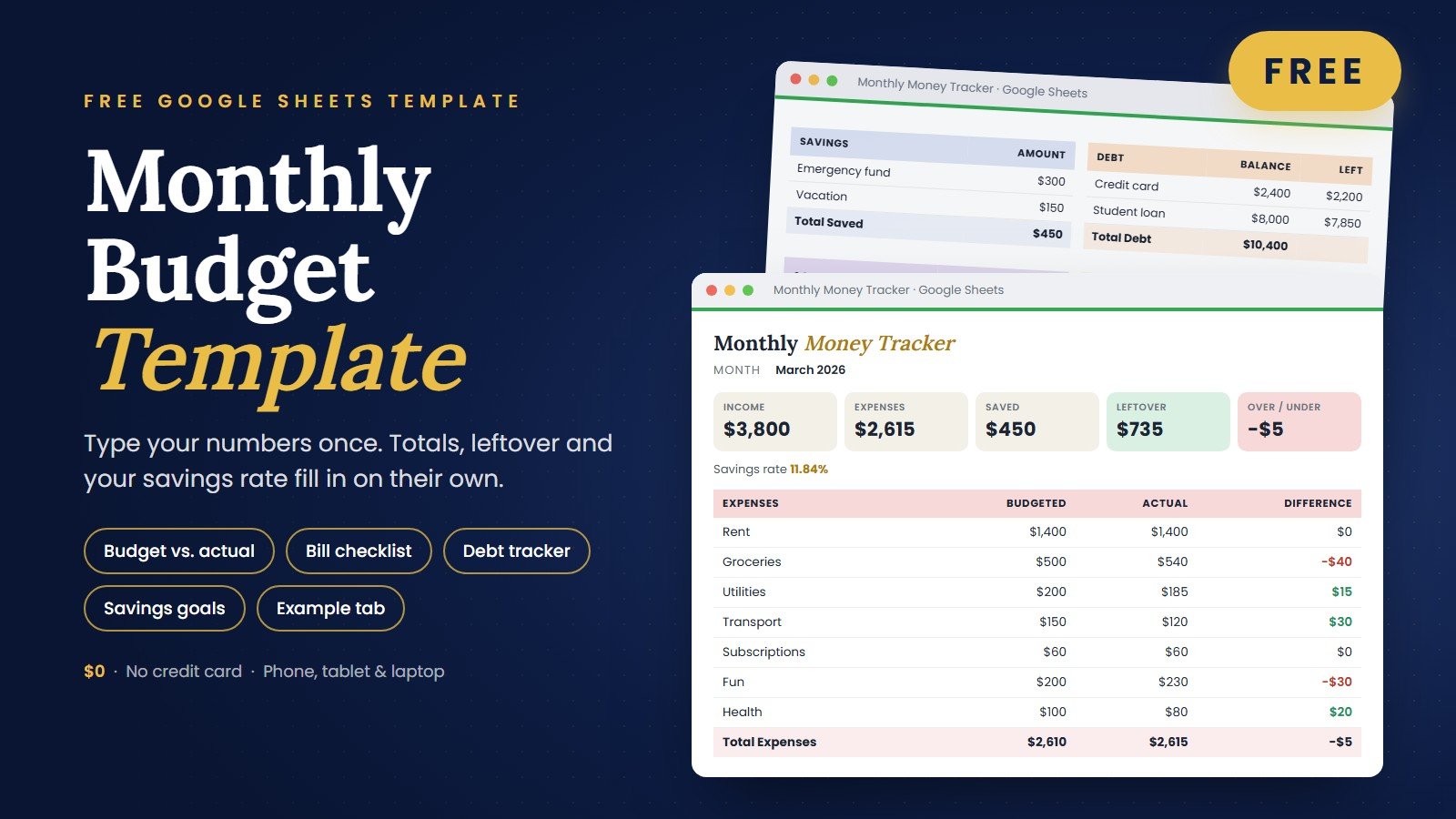Monthly Budget Template
