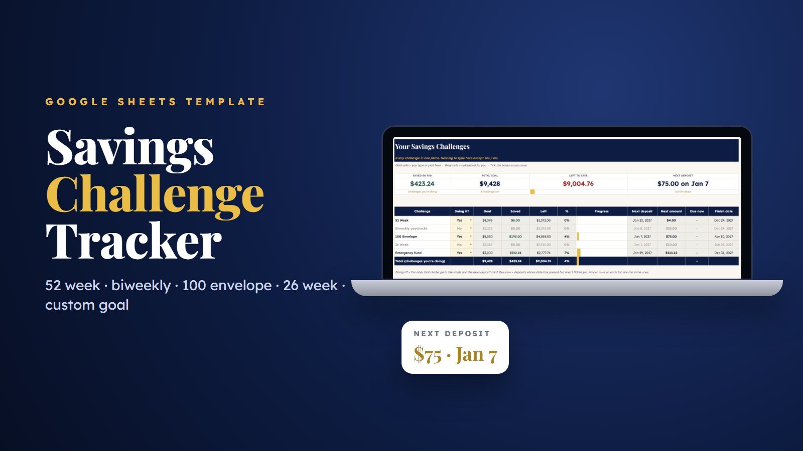 Savings Challenge Tracker (PRO)