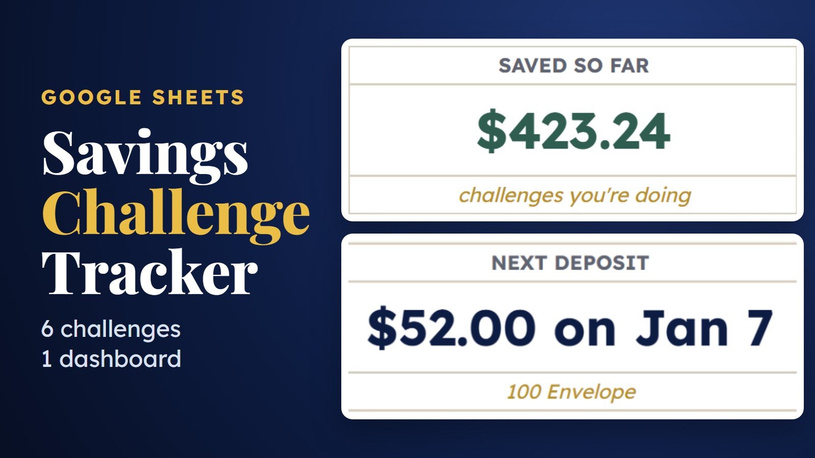 Savings Challenge Tracker for Google Sheets